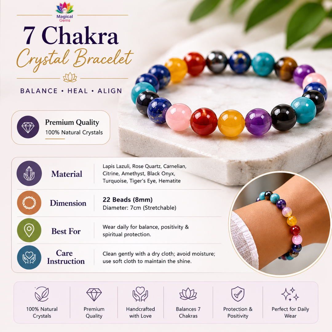 7 Chakra Healing Bracelet – Balance, Positive Energy & Spiritual Protection