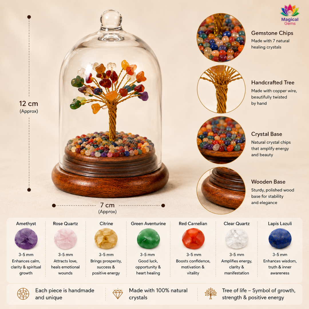 7 Chakra Crystal Dome Tree - Balance, Healing & Positive Energy