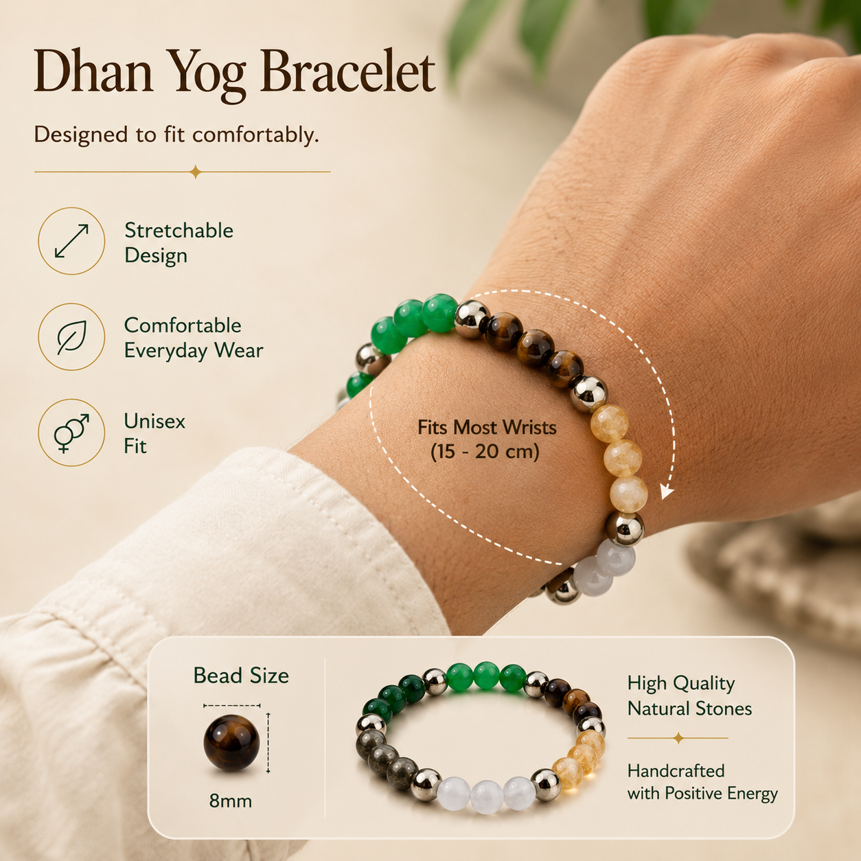 Dhan Yog Wealth Bracelet – Money Attraction, Success & Positive Energy Crystal Bracelet